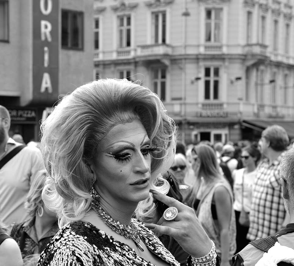 human modern, Copenhagen, black and white, gay pride parade, vintage