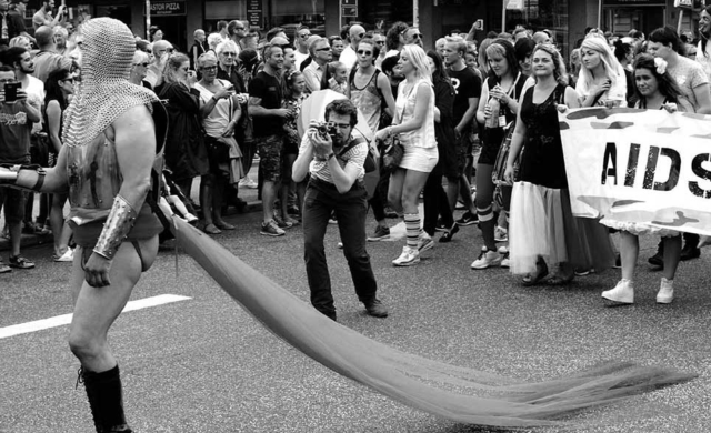 human, modern, Copenhagen, black and white, gay pride parade